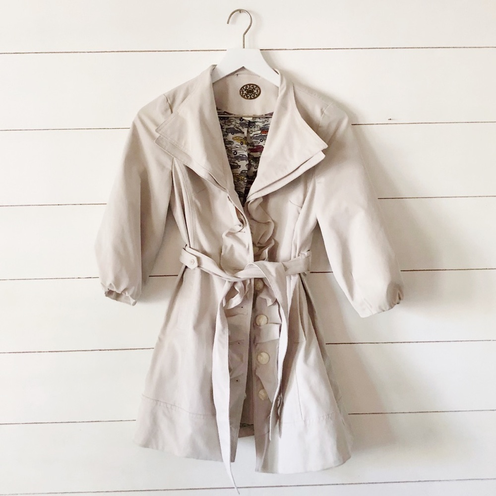 Anthropologie raincoat tan fall and winter trench